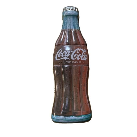 Coca Cola Coke Metal Tin Container with Lids Bottle 9.75 in x 3 in wide x 2 in d - Picture 1 of 4